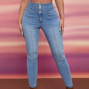 Button Fly Skinny Jeans